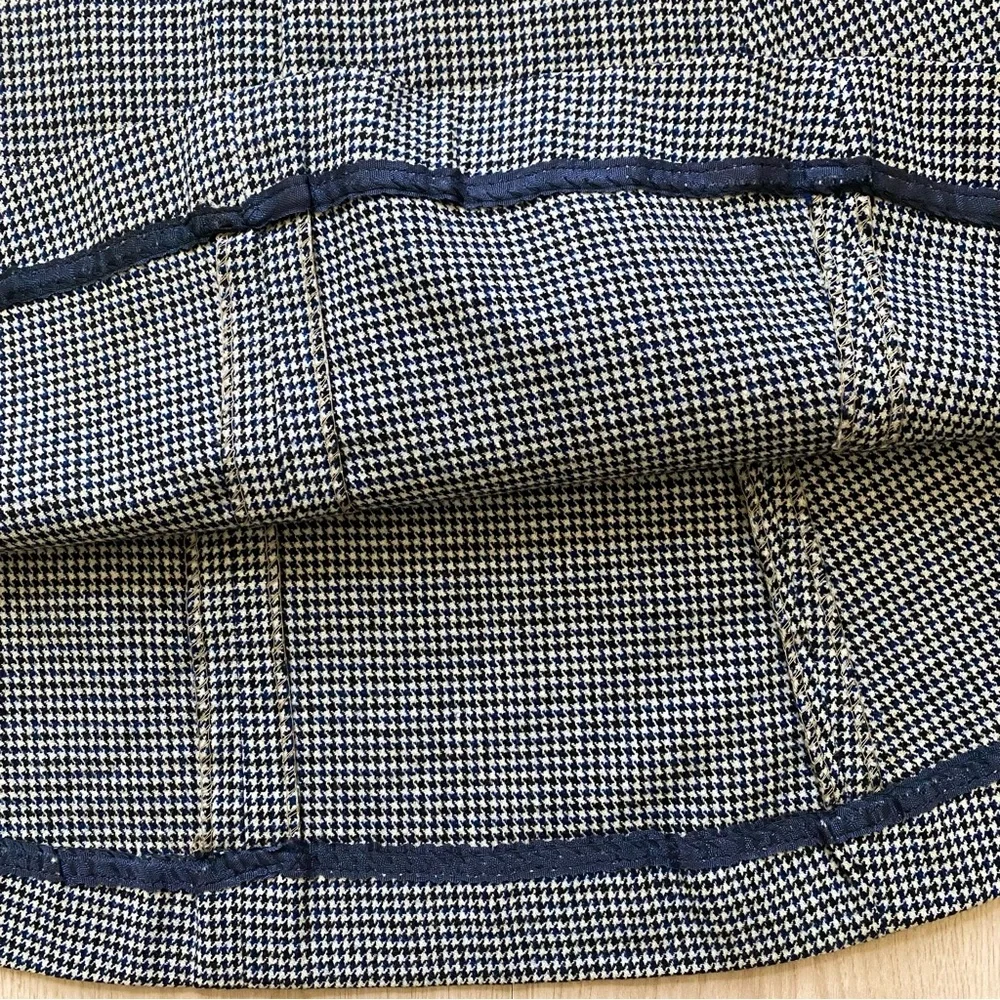 Vintage Wool Houndstooth A-Line Midi Skirt (~XS, 0)
